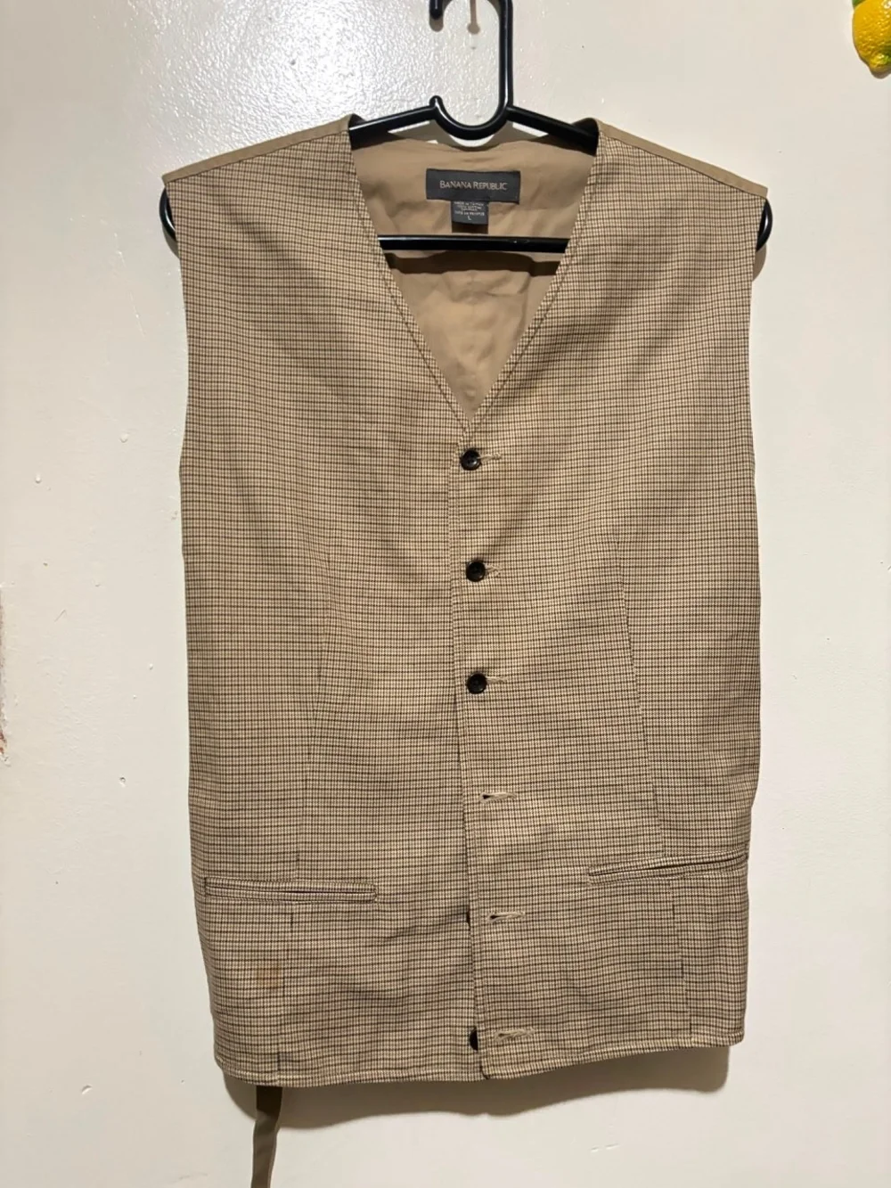 Banana Republic Tan Beige Micro-Check Waistcoat